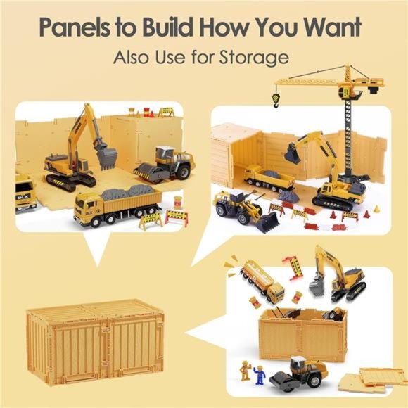 Construction Site Vehicles Toy Set, Kids Engineering Playset, Tractor, Digger - Picture 5 of 6